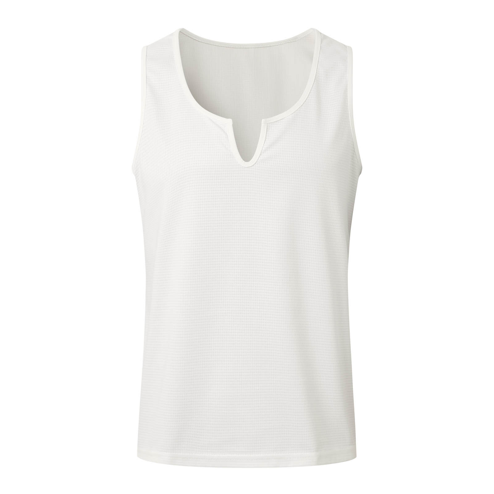 thumbnail image 4 of Camiseta sin mangas con cuello en V para hombre, poliéster transpirable, informal de verano, corte holgado, tallas S-XXXL., 4 of 7